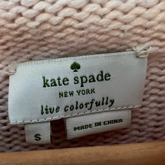 Kate spade pink cable knit mock neck sweater cotton wool blend boxy oversized - Picture 2 of 9